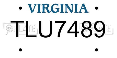 TLU7489 Virginia License Plate