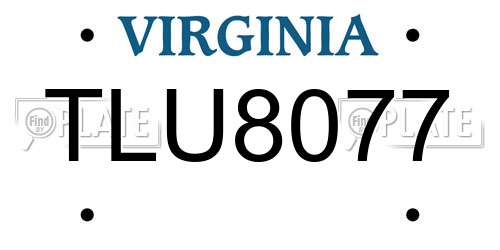 TLU8077 Virginia License Plate