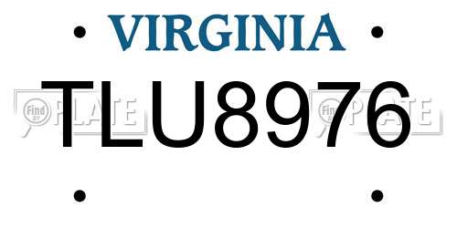 TLU8976 Virginia License Plate