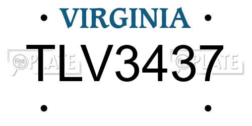 TLV3437 Virginia License Plate