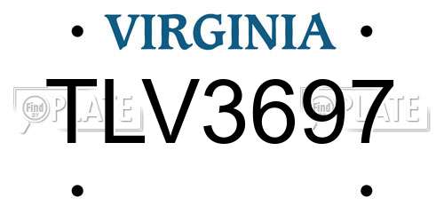 TLV3697 Virginia License Plate