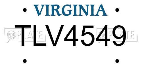 TLV4549 Virginia License Plate
