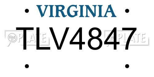 TLV4847 Virginia License Plate