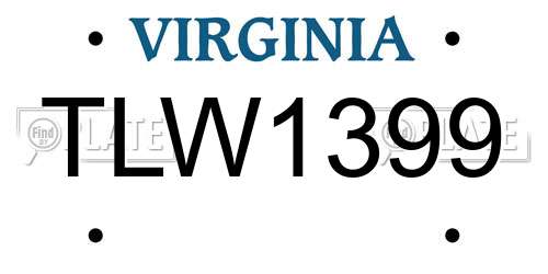 TLW1399 Virginia License Plate