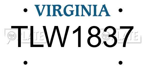 TLW1837 Virginia License Plate