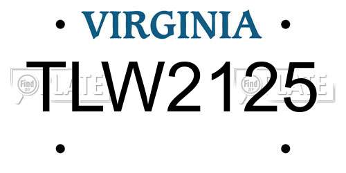 TLW2125 Virginia License Plate