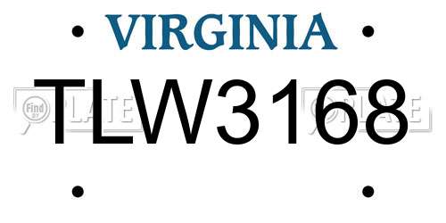 TLW3168 Virginia License Plate