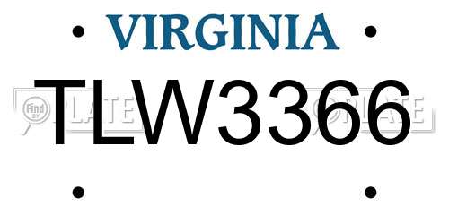 TLW3366 Virginia License Plate