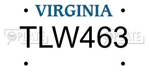 TLW463 Virginia License Plate