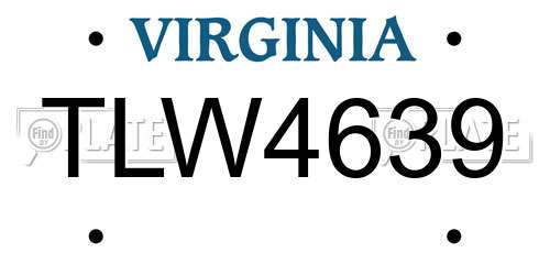 TLW4639 Virginia License Plate