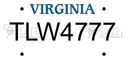 TLW4777 Virginia License Plate