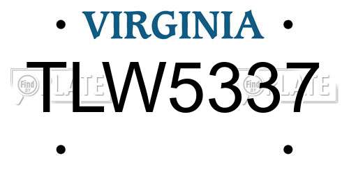 TLW5337 Virginia License Plate