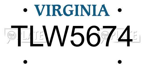 TLW5674 Virginia License Plate