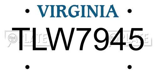 TLW7945 Virginia License Plate