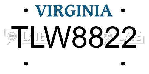 TLW8822 Virginia License Plate