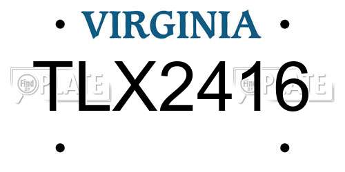 TLX2416 Virginia License Plate