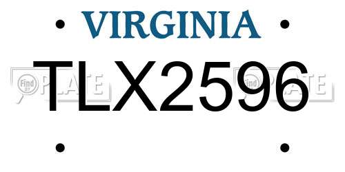 TLX2596 Virginia License Plate