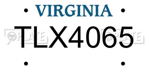 TLX4065 Virginia License Plate