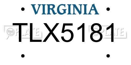 TLX5181 Virginia License Plate