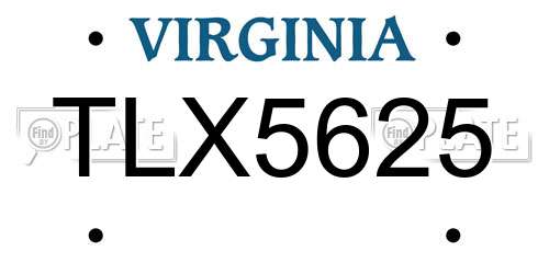 TLX5625 Virginia License Plate