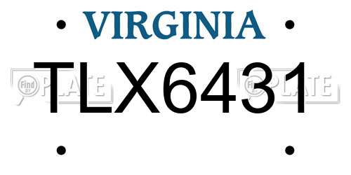 TLX6431 Virginia License Plate