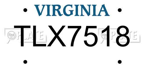 TLX7518 Virginia License Plate