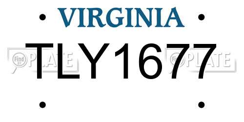 TLY1677 Virginia License Plate