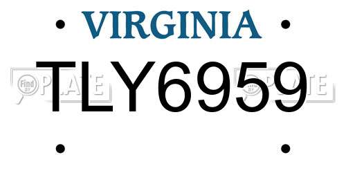 TLY6959 Virginia License Plate