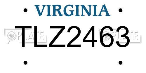 TLZ2463 Virginia License Plate