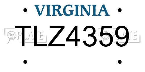 TLZ4359 Virginia License Plate