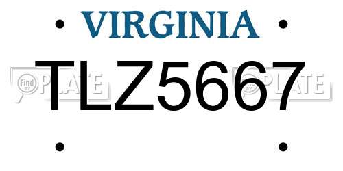 TLZ5667 Virginia License Plate