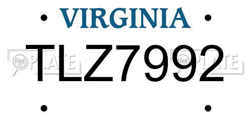 TLZ7992 Virginia License Plate
