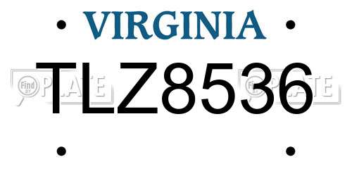 TLZ8536 Virginia License Plate