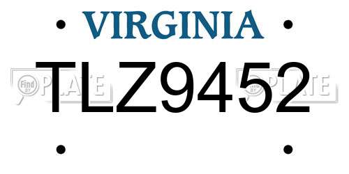 TLZ9452 Virginia License Plate