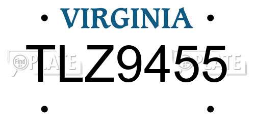 TLZ9455 Virginia License Plate