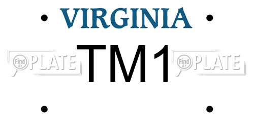 TM1 Virginia License Plate