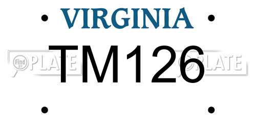 TM126 Virginia License Plate