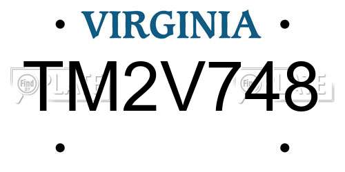 TM2V748 Virginia License Plate
