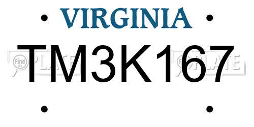 TM3K167 Virginia License Plate