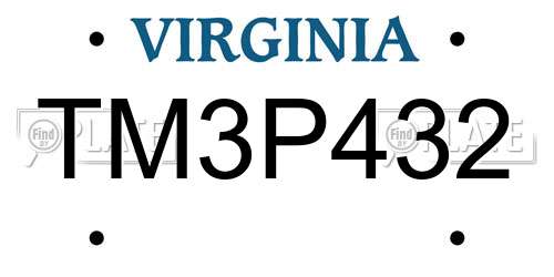 TM3P432 Virginia License Plate