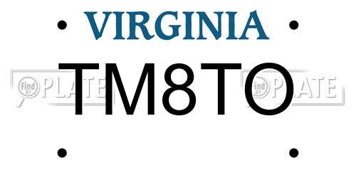 TM8TO Virginia License Plate