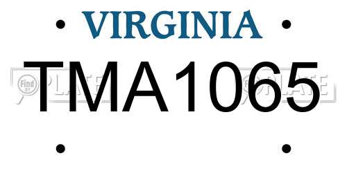 TMA1065 Virginia License Plate