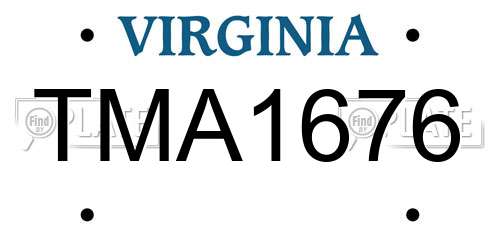 TMA1676 Virginia License Plate