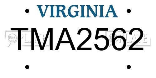 TMA2562 Virginia License Plate