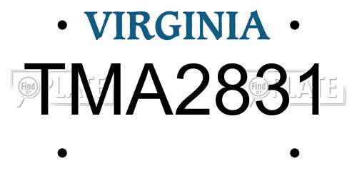 TMA2831 Virginia License Plate