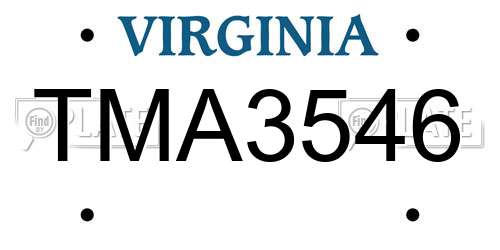 TMA3546 Virginia License Plate