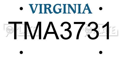 TMA3731 Virginia License Plate