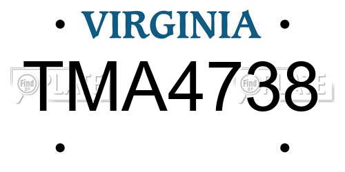 TMA4738 Virginia License Plate