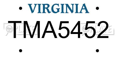 TMA5452 Virginia License Plate