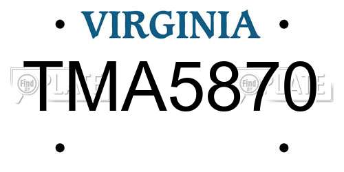 TMA5870 Virginia License Plate
